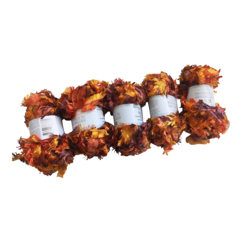 Bundle of 5 Fringe Knitting / Crochet Yarn Orange/Brown